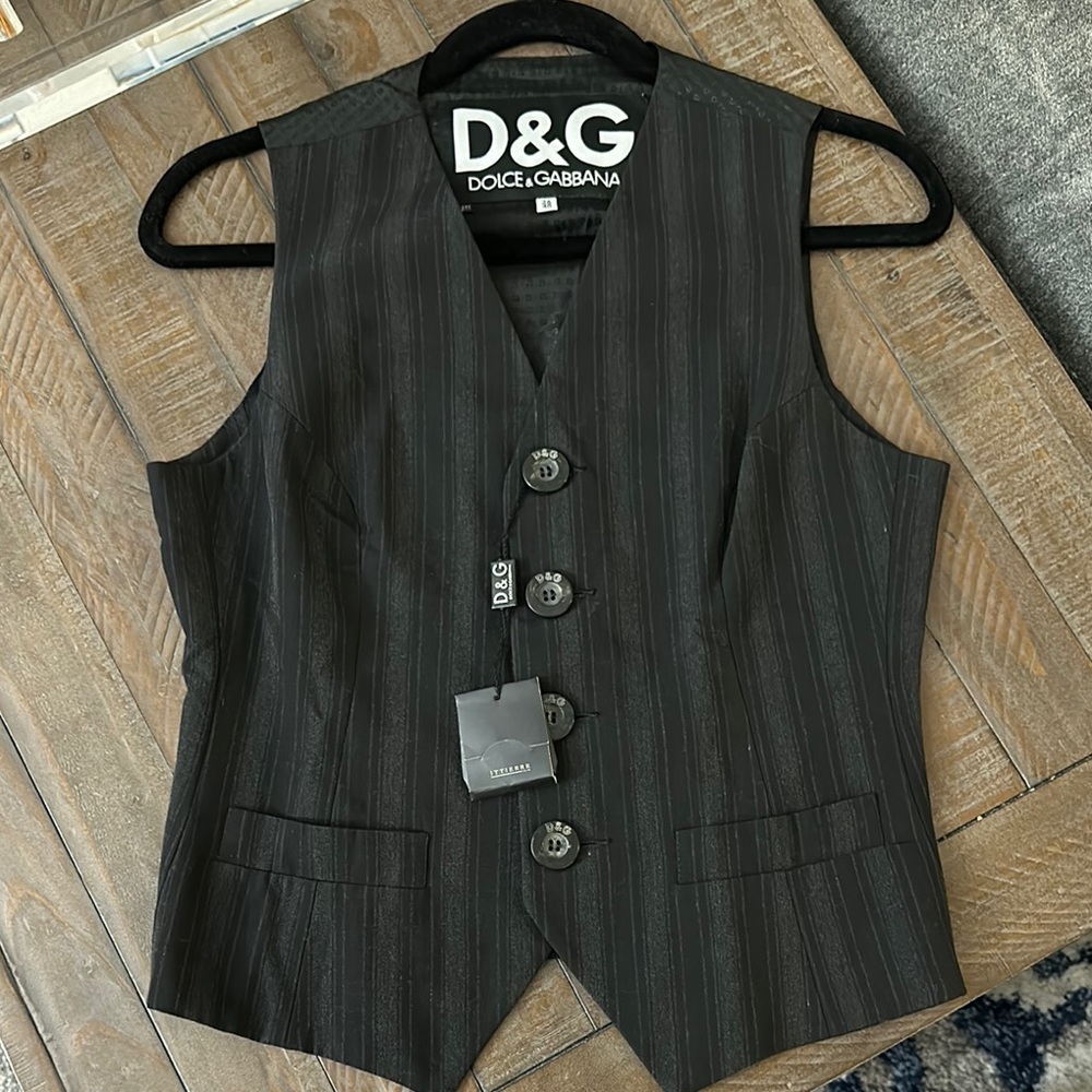 Dolce & Gabbana Black Striped Vest